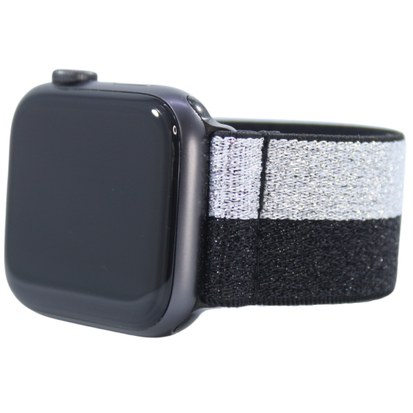 Black Silver Glitter Elastic Watch Band
