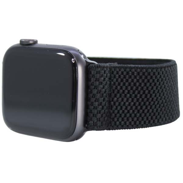 Black Textured Elastic Watch Band