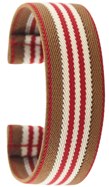 Brown Cream Red Stripe Elastic Watch Band
