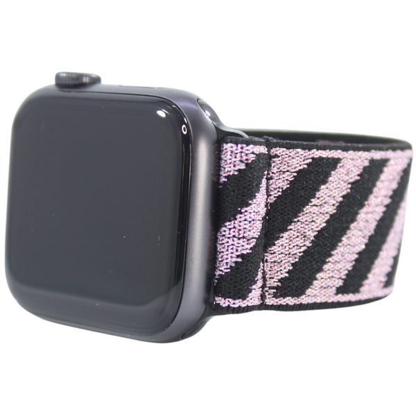 Rose Glitter Striped Elastic Watch Band