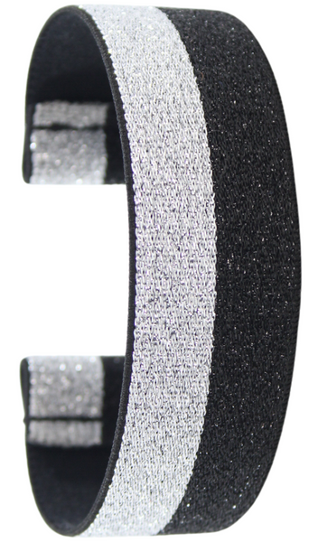 Black Silver Glitter Elastic Watch Band