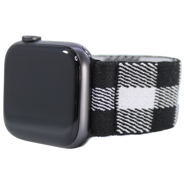White Buffalo Plaid Elastic Watch Band