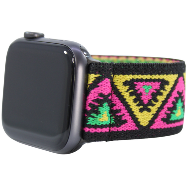 Pink Yellow Chevron Elastic Watch Band