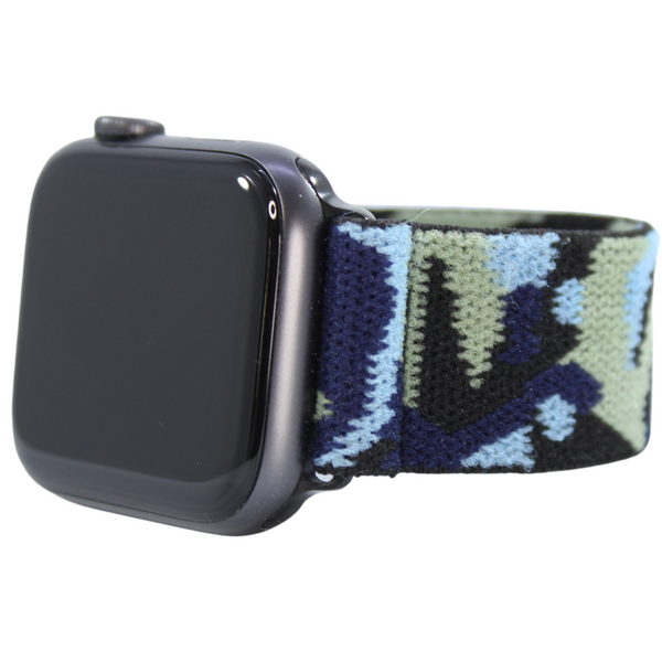 Blue Green Camo Elastic Watch Band