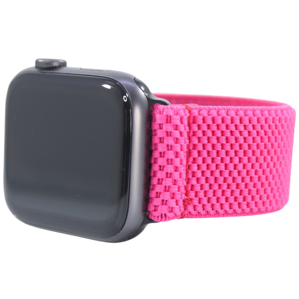 Solid Hot Pink Textured Elastic Watch Band