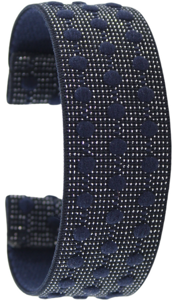 Extra Wide Navy Silver Glitter Textured Dots Elastic Watch Band