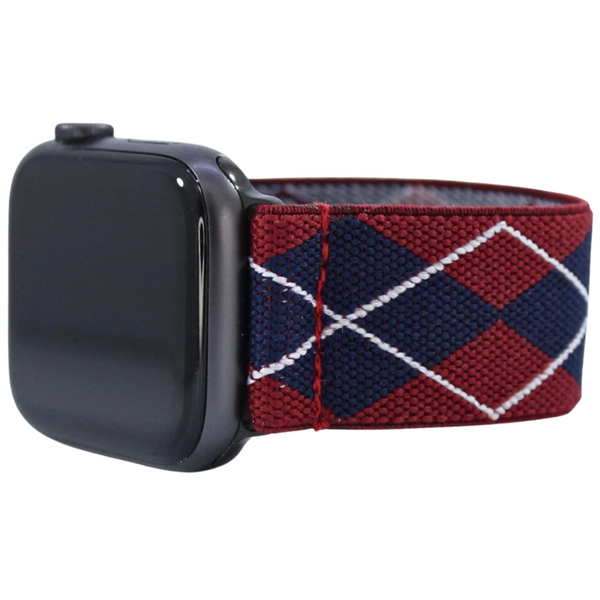 Red Blue Argyle Elastic Watch Band