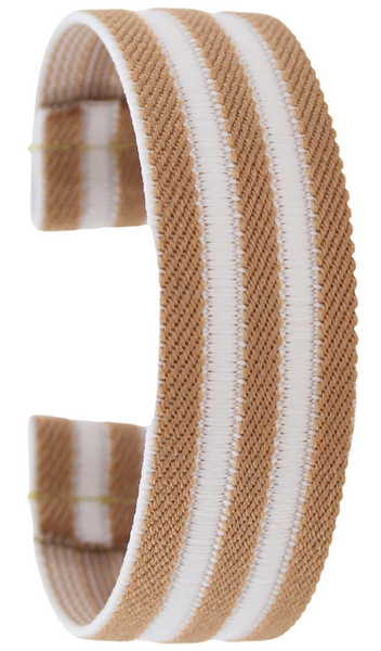 Beige White Stripe Textured Elastic Watch Band