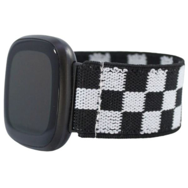 Black White Checkers Elastic Watch Band