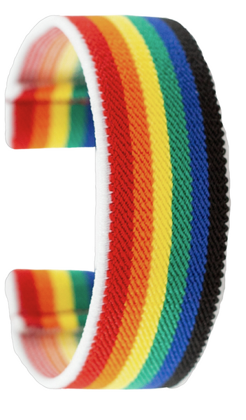 White Rainbow Striped Elastic Watch Band