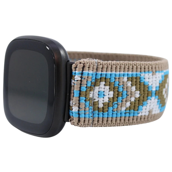 Grey Blue Aztec Elastic Watch Band