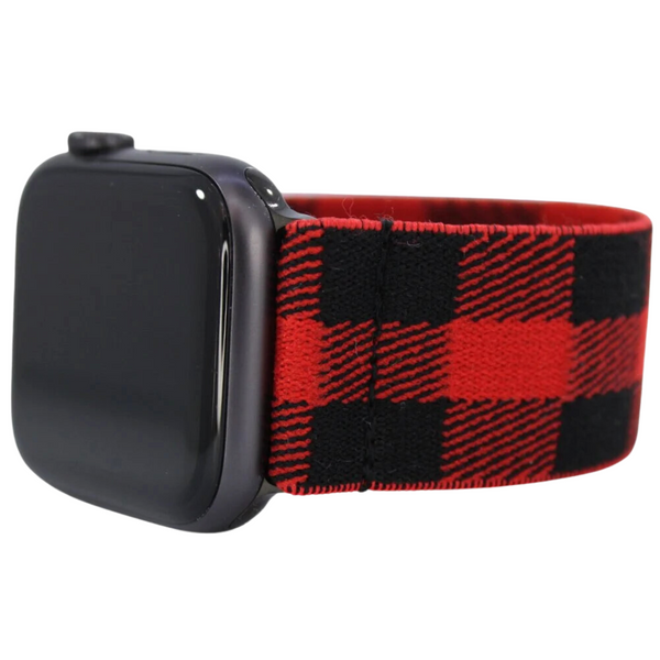 Red Buffalo Plaid Elastic Watch Band