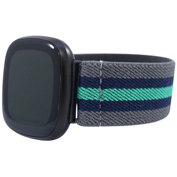 Grey Mint Striped Elastic Watch Band
