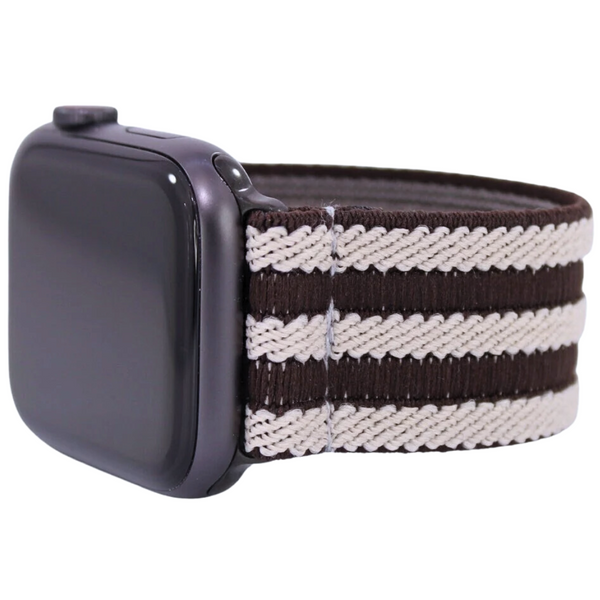 Textured Brown Cream Elastic Watch Band