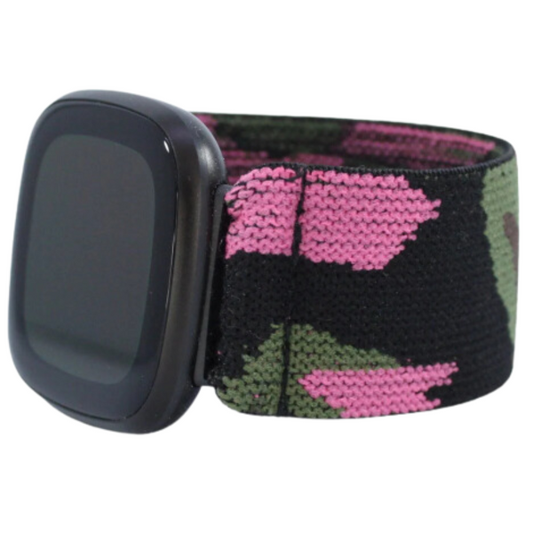 Extra Wide Pink Camo Elastic Watch Band