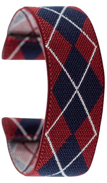 Red Blue Argyle Elastic Watch Band