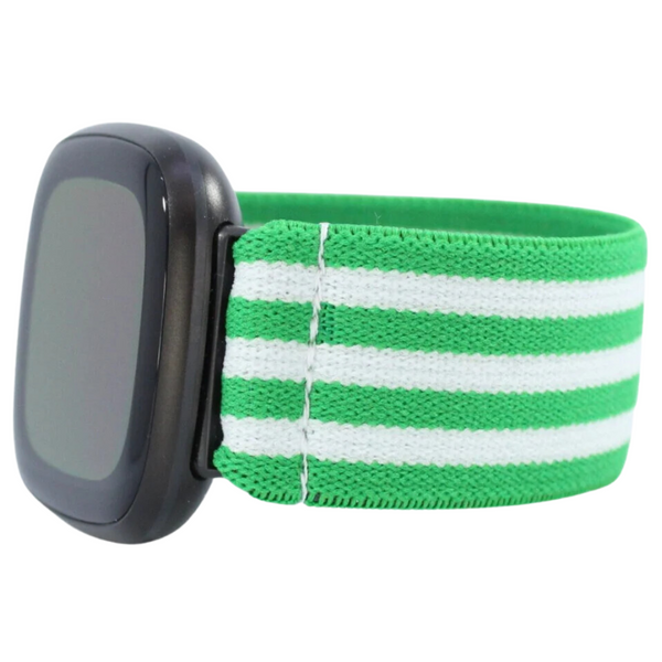 Green White Striped Elastic Watch Band