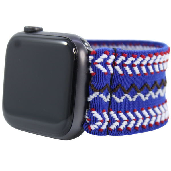 Extra Wide Navy Blue Tribal Elastic Watch Band