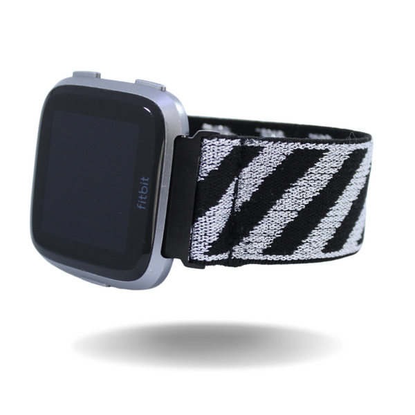 Silver Glitter Striped Elastic Watch Band