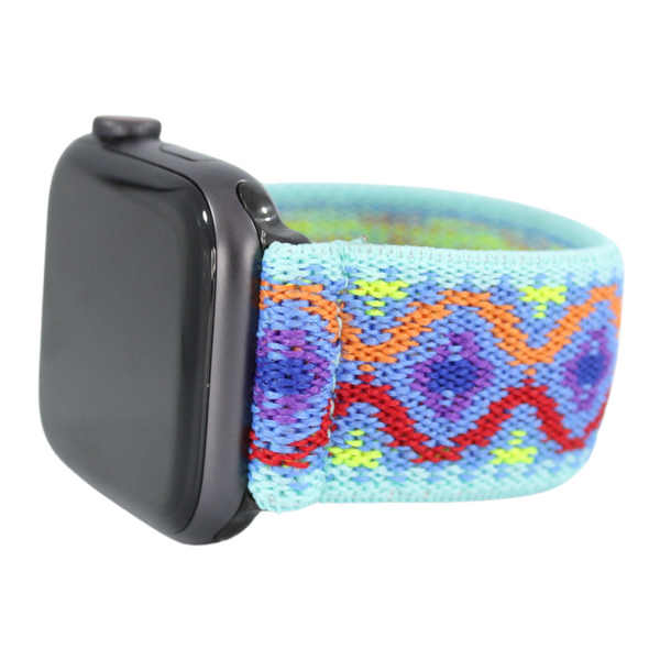 Teal Blue Tribal Elastic Watch Band