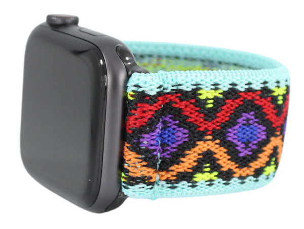 Teal Purple Tribal Elastic Watch Band