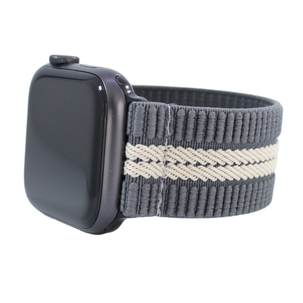Textured Grey Striped Elastic Watch Band