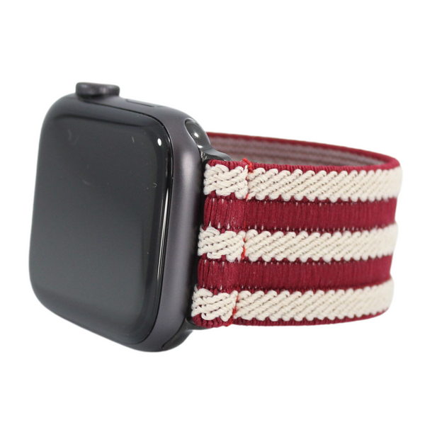 Textured Red Cream Elastic Watch Band