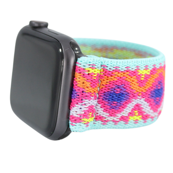 Teal Pink Tribal Elastic Watch Band