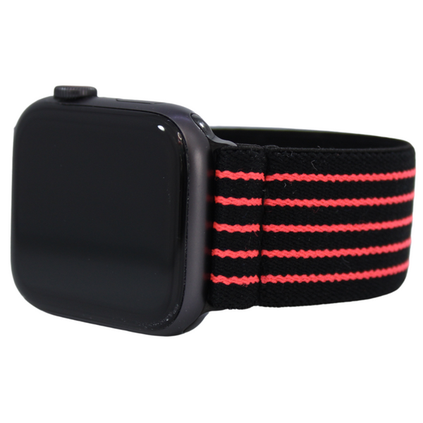 Black Salmon Striped Elastic Watch Band
