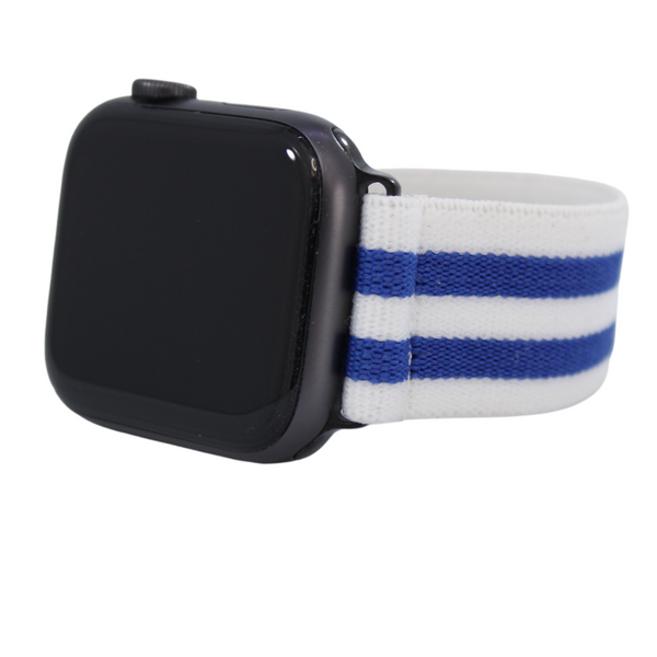 White Blue Striped Elastic Watch Band