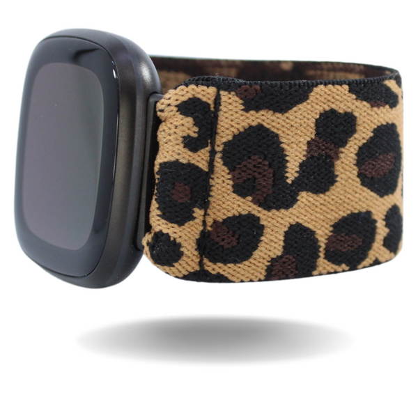 Extra Wide Brown Leopard Elastic Watch Band