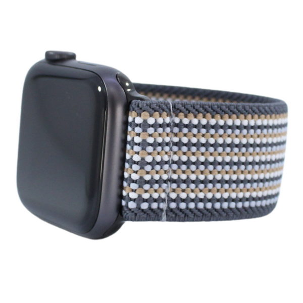 Grey Tan Textured Elastic Watch Band