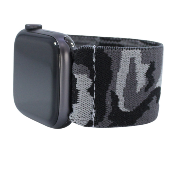 Extra Wide Grey Camo Elastic Watch Band