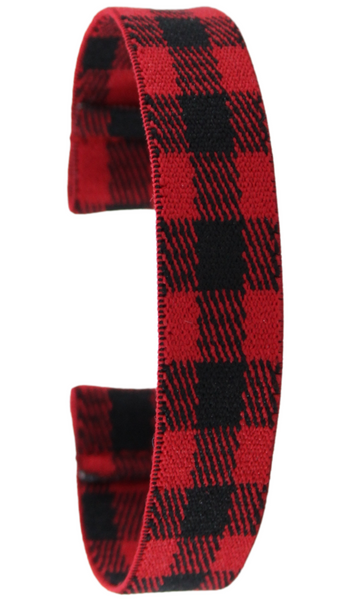 Extra Thin Red Buffalo Plaid Elastic Watch Band