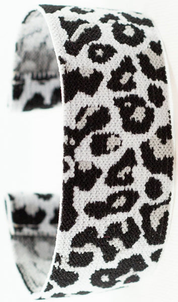 Extra Wide White Leopard Elastic Watch Band
