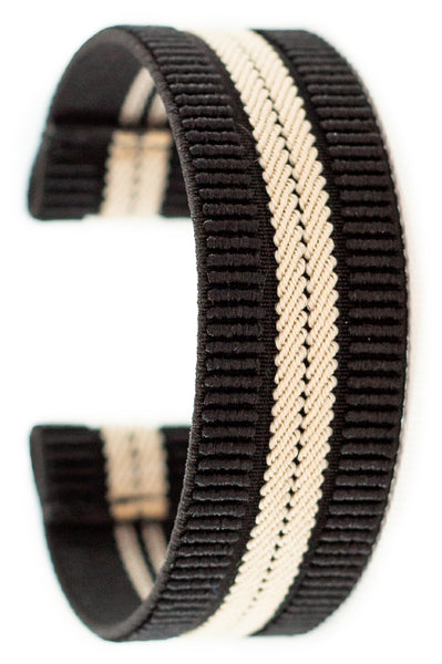 Textured Black Striped Elastic Watch Band