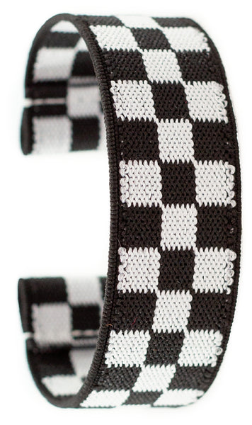 Black White Checkers Elastic Watch Band