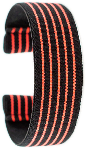 Black Salmon Striped Elastic Watch Band