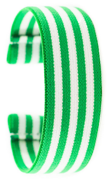 Green White Striped Elastic Watch Band