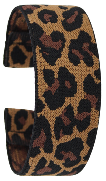 Extra Wide Brown Leopard Elastic Watch Band