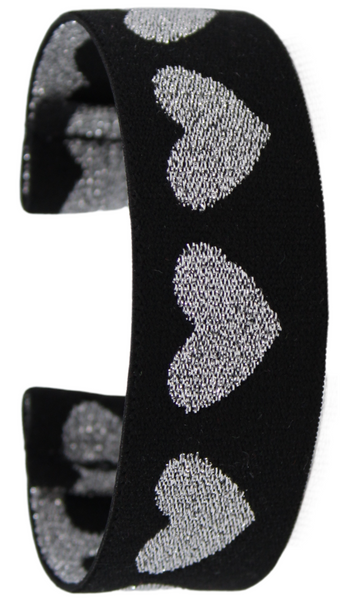 Silver Glitter Hearts Elastic Watch Band