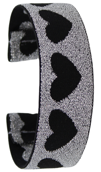 Black Glitter Hearts Elastic Watch Band