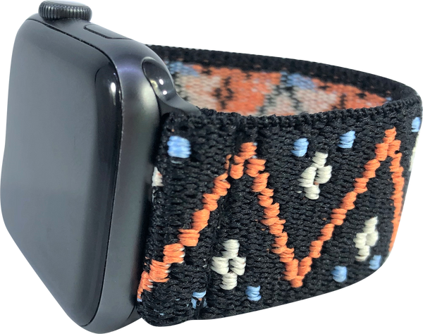 Black Orange Chevron Elastic Watch Band