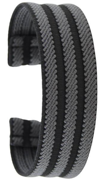 Textured Grey Black Elastic Watch Band