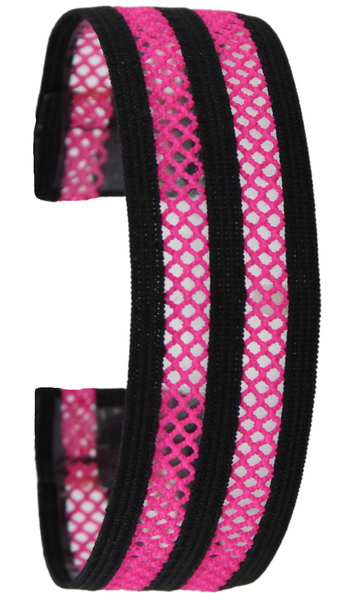 Black Pink Fishnet Textured Elastic Watch Band