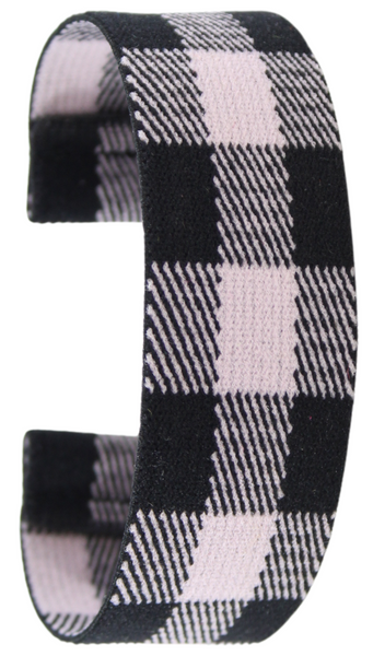 Light Pink Buffalo Plaid Elastic Watch Band