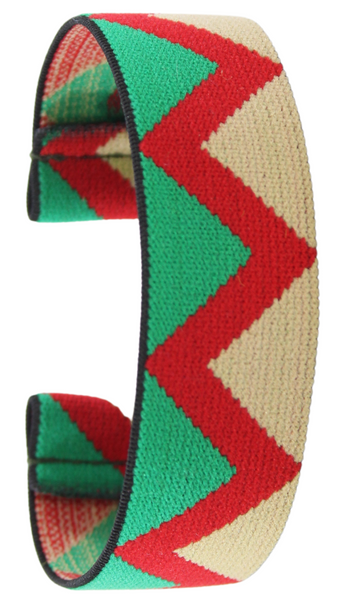Green Red Tan Chevron Elastic Watch Band