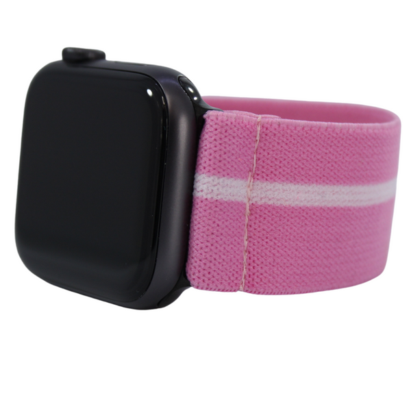 Pink White Stripe Elastic Watch Band