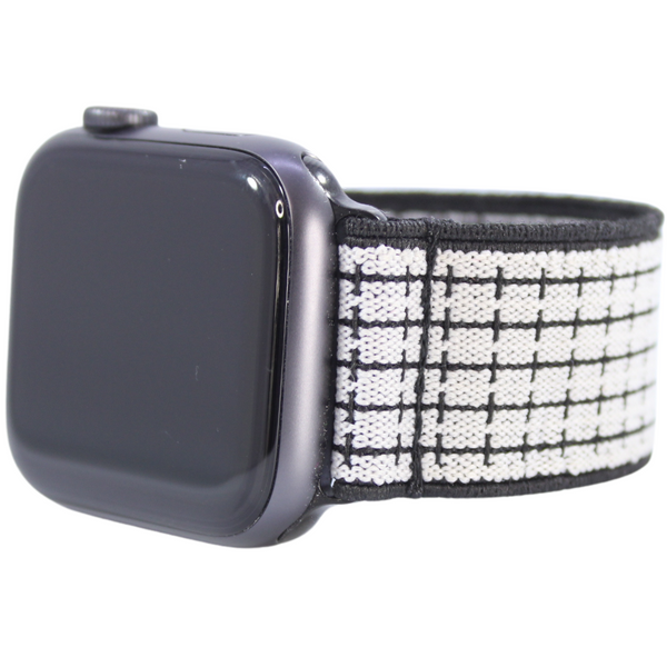 Black White Grid Elastic Watch Band