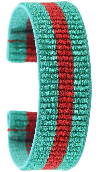 Green Red Glitter Stripe Elastic Watch Band